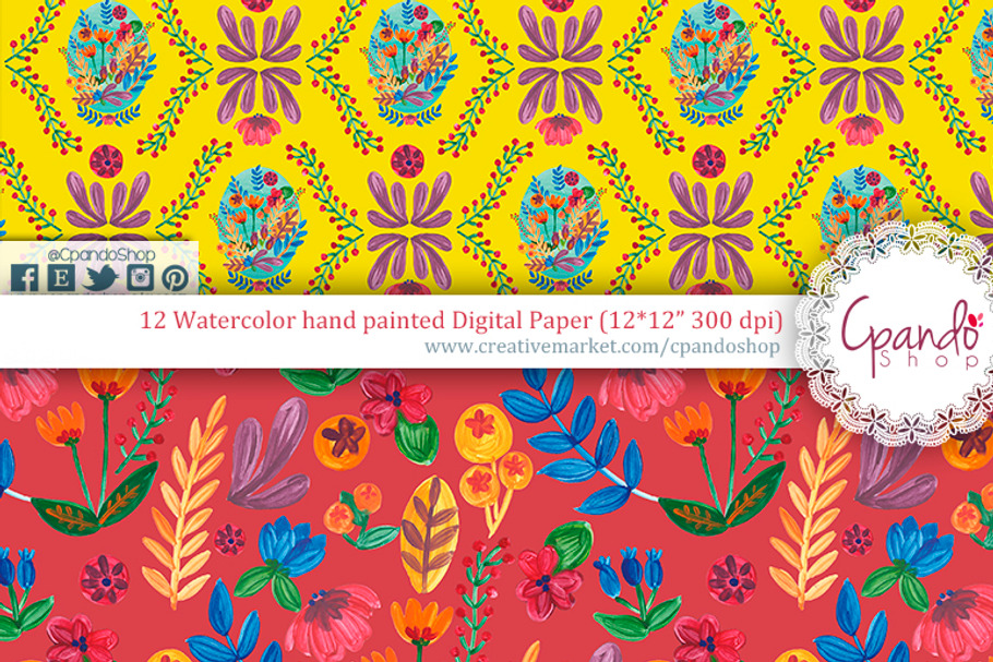 Contempo Acrylic Floral hand painted in Patterns - product preview 8