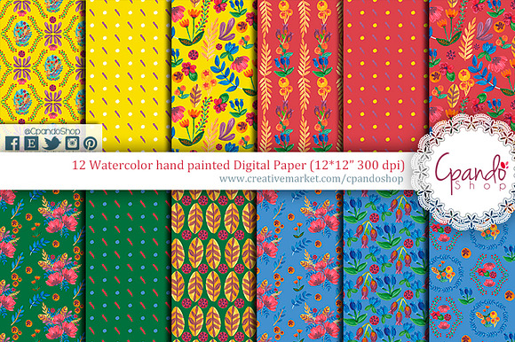 Contempo Acrylic Floral hand painted in Patterns - product preview 1