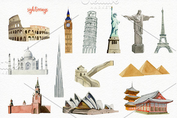 Wanderlust watercolor design toolkit in Illustrations - product preview 3