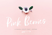 Pink Berries Script font + Extras