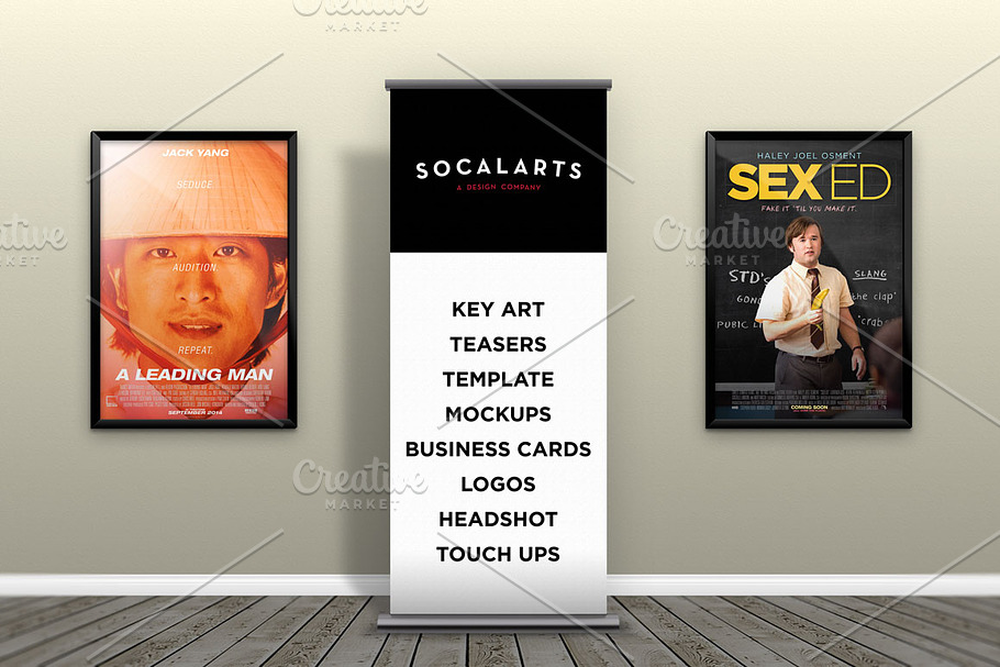 Banner Stand + Two Posters Mockup