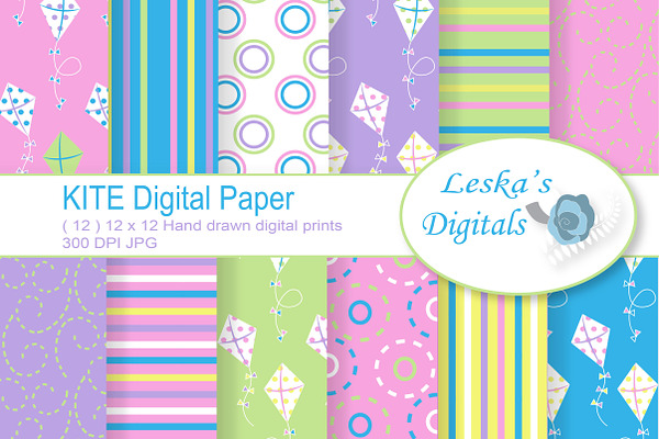 Spring Kite Digital Paper Pack