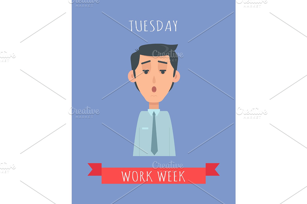 Work Week Emotive Vector Concept In Flat Design in Illustrations - product preview 8