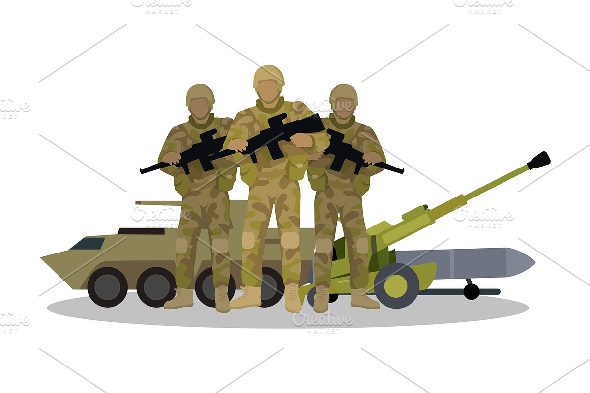 Modern Armed Forces Types Flat Vector Concept  in Illustrations - product preview 8