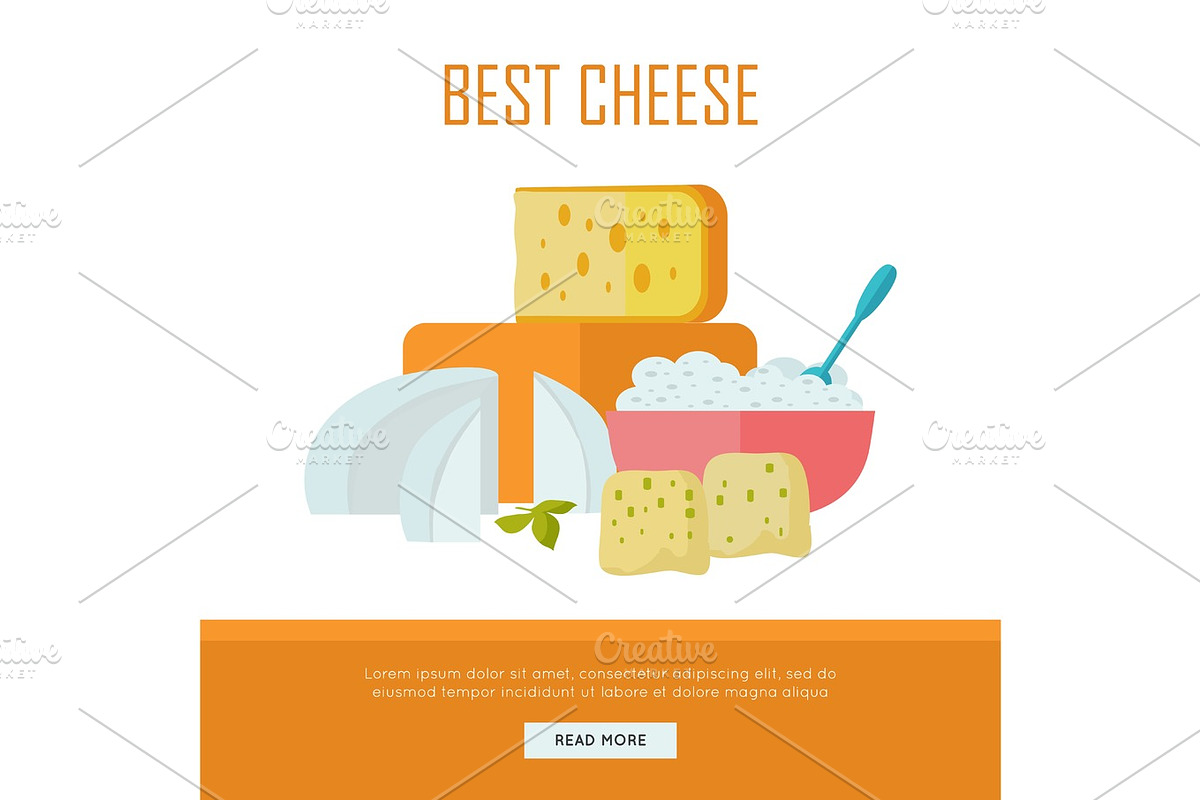 Best cheese banner. Natural Farm Food. in Illustrations - product preview 8