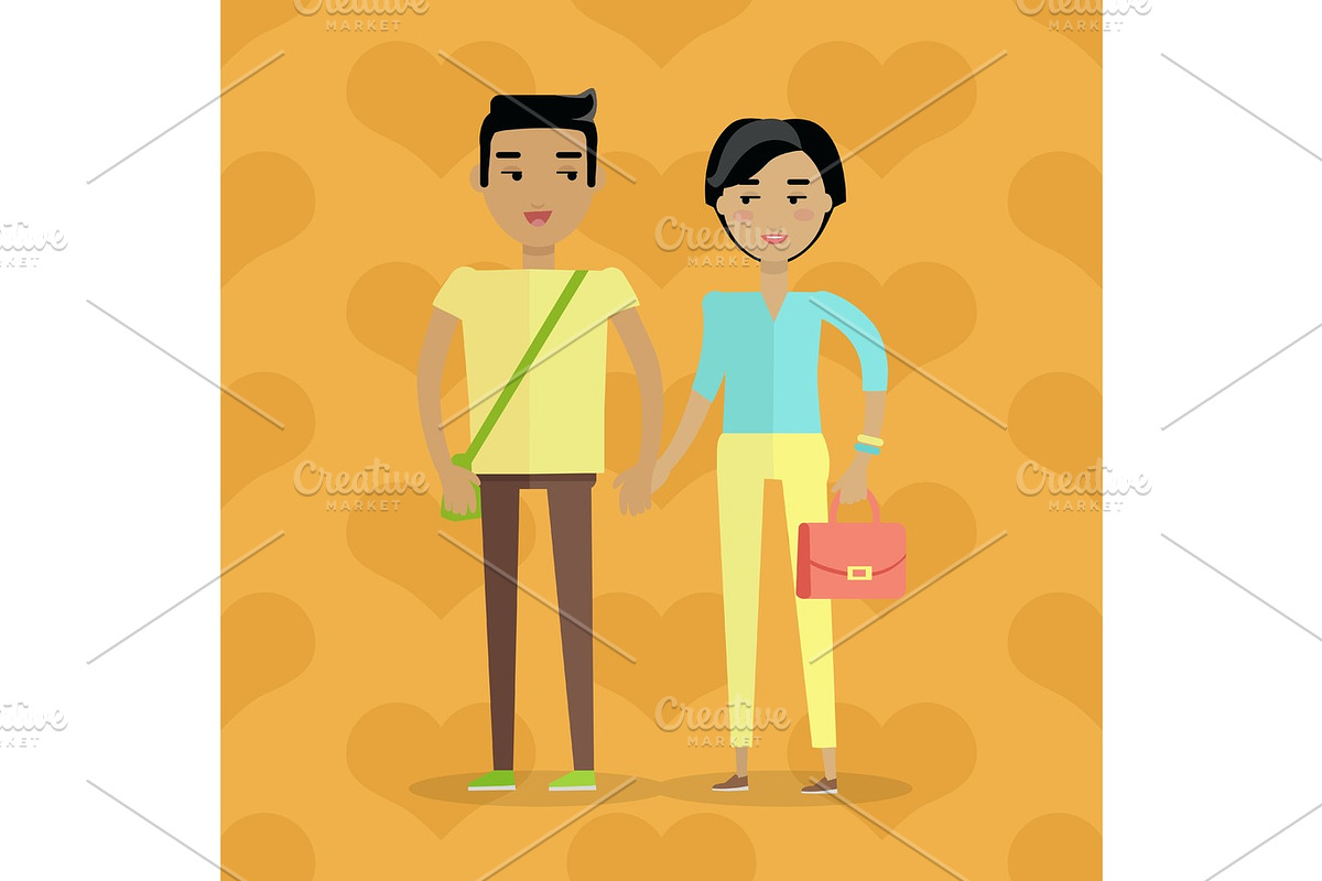 European Man and Woman. Caucasian Family Couple in Illustrations - product preview 8