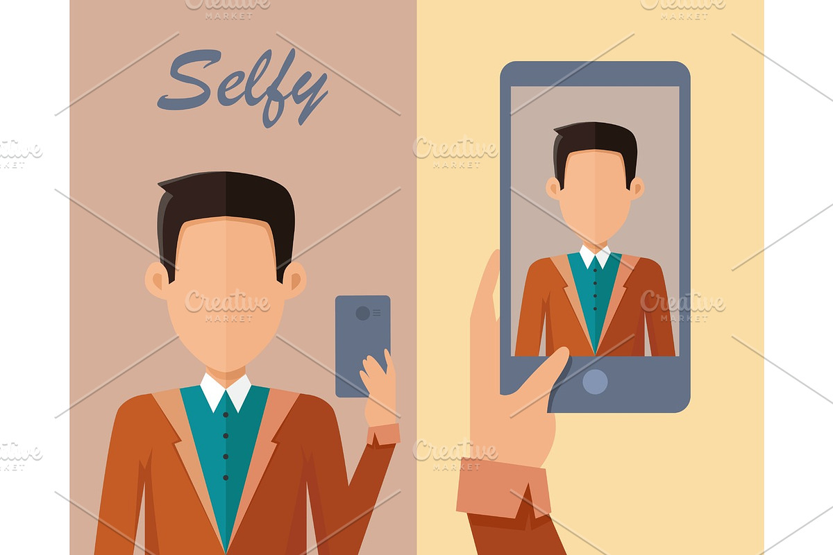 Young Man Making Selfie in Illustrations - product preview 8