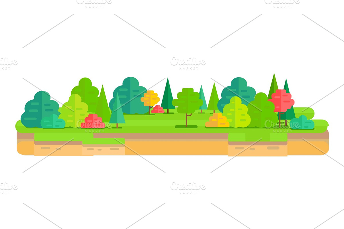 Summer Forest Flat Background. in Illustrations - product preview 8