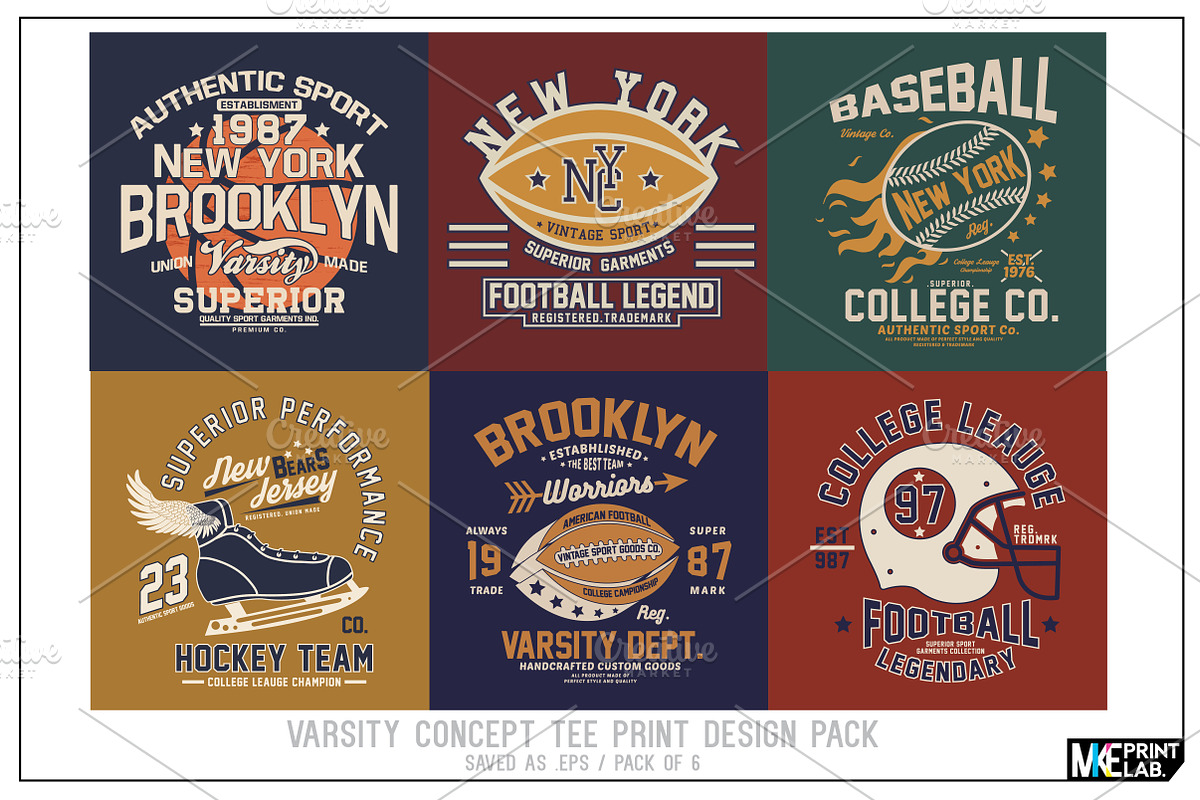 VARSITY CONCEPT VECTOR TEE PRINTS in Illustrations - product preview 8