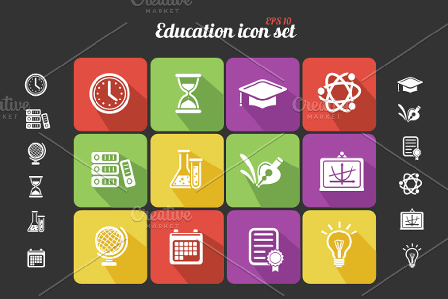 Education icons set. Black on white in Black And White Icons - product preview 8