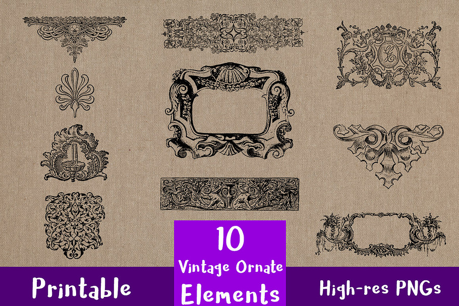 10 Vintage Ornate Elements Clip Art