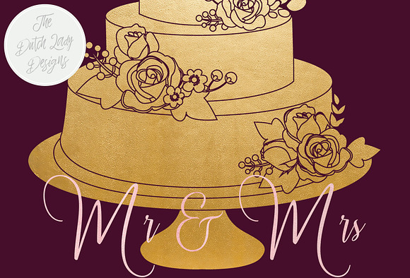 Wedding Cake Clipart Set in Illustrations - product preview 2