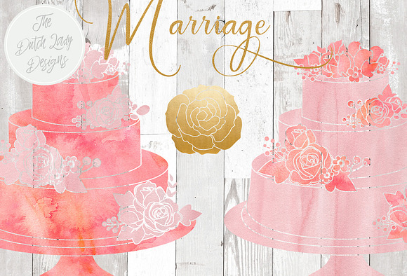 Wedding Cake Clipart Set in Illustrations - product preview 4