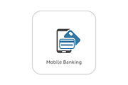 Mobile Banking Icon. Flat Design.