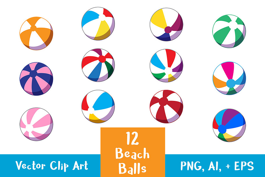 12 Beach Balls Clipart