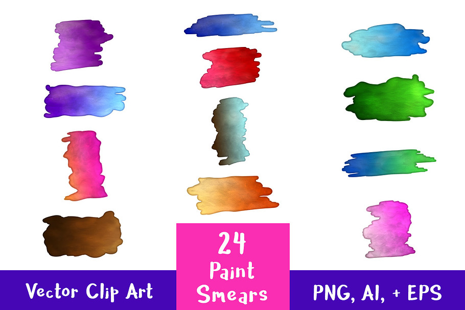 24 Rectangular Paint Smears