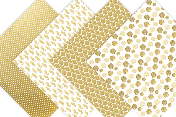 Gold Sea Patterns - Digital Paper in Patterns - product preview 2