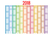 2018 calendar. Print Template. Week Starts Sunday. Portrait Orientation. Set of 12 Months. Planner for 2018 Year.