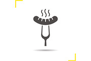 Sausage on fork glyph icon