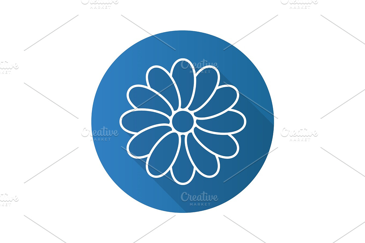 Camomile flat linear long shadow icon in Graphics - product preview 8