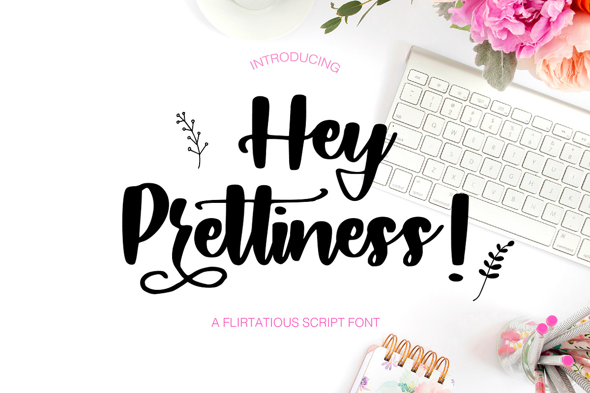 Hey Prettiness! Font + Bonus Vectors in Script Fonts - product preview 8