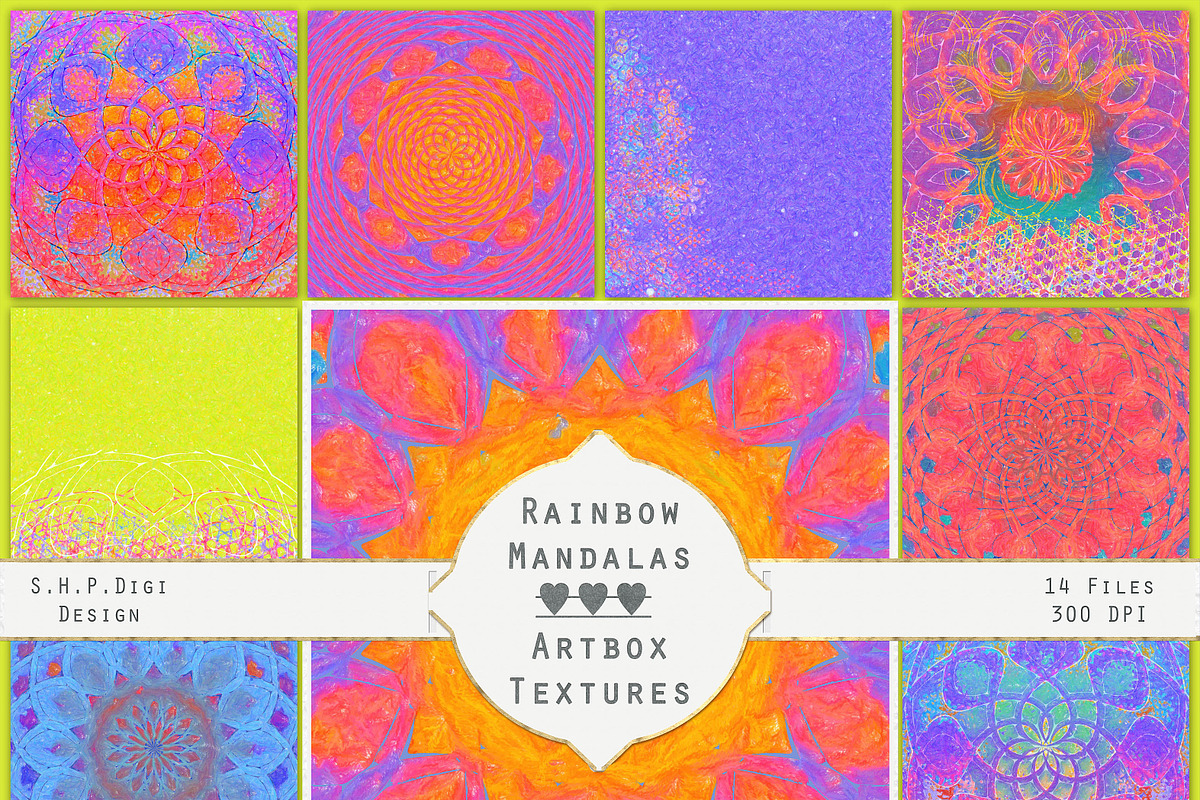 Rainbow Mandalas - Super Bright Art  in Textures - product preview 8