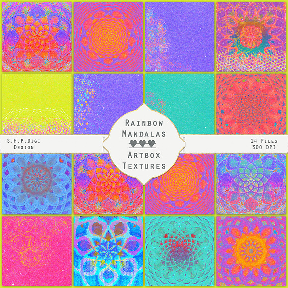 Rainbow Mandalas - Super Bright Art  in Textures - product preview 4