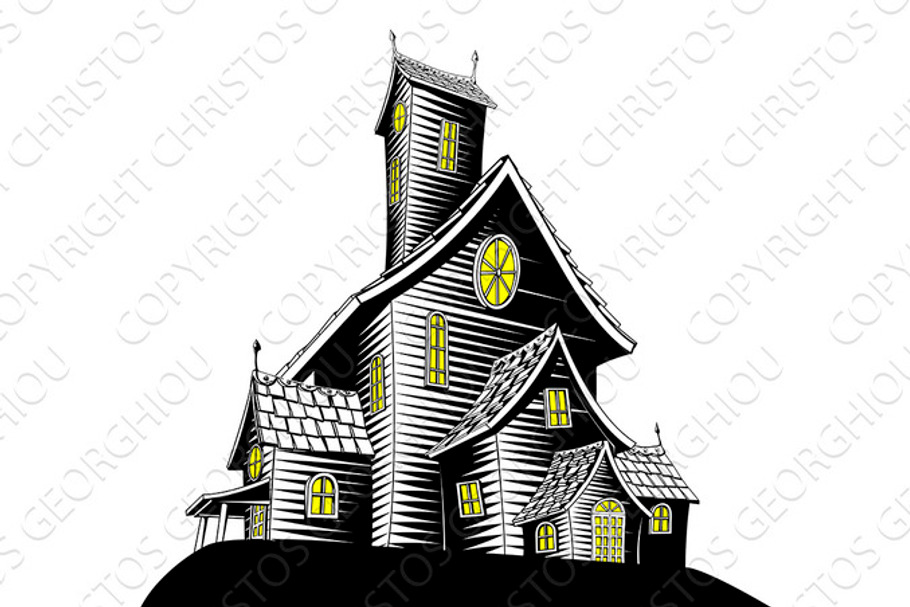 Scary haunted house illustration in Illustrations - product preview 8