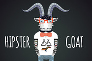 Hipster goat, vector