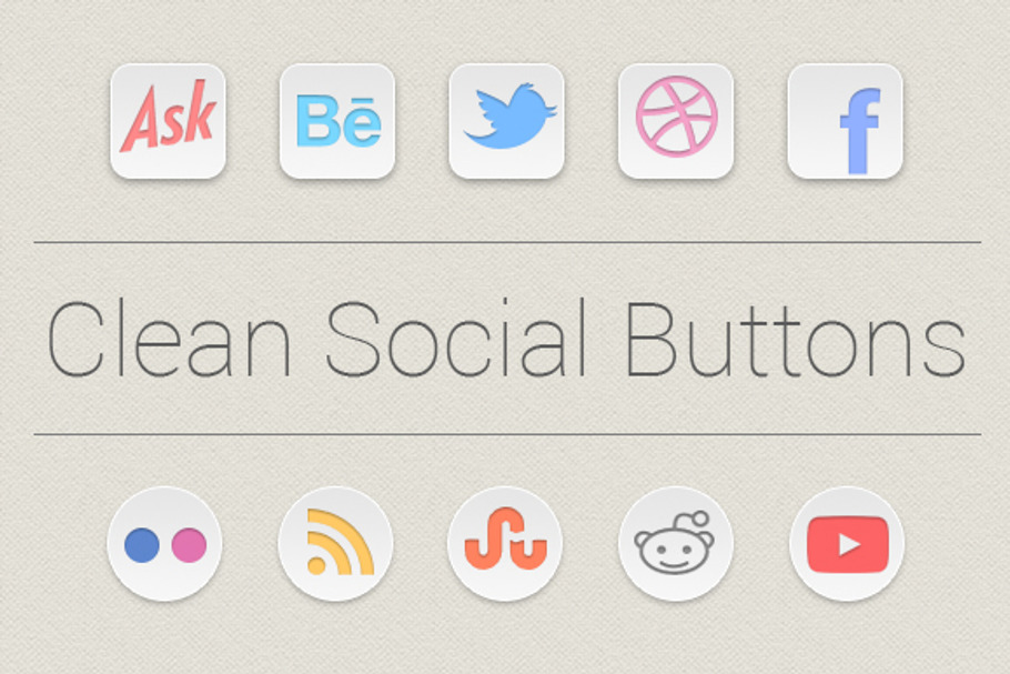 White and Clean Social Buttons