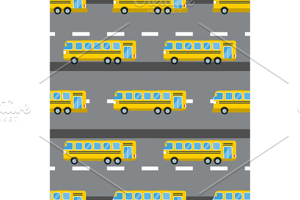 City bus seamless pattern vector illustration.