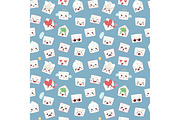 Envelope character emotions face vector illustration seamless pattern