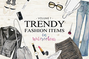 Trendy Fashion Items in Watercolor
