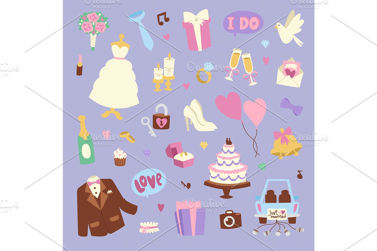 Wedding cartoon icons vector illustration. in Illustrations - product preview 8
