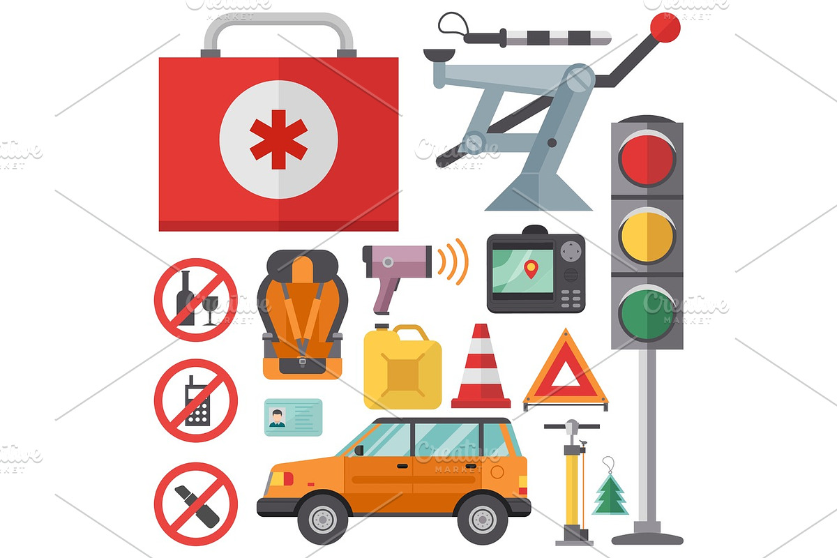 Auto transport motorist icon symbol vehicle equipment service car driver tools vector illustration. in Illustrations - product preview 8