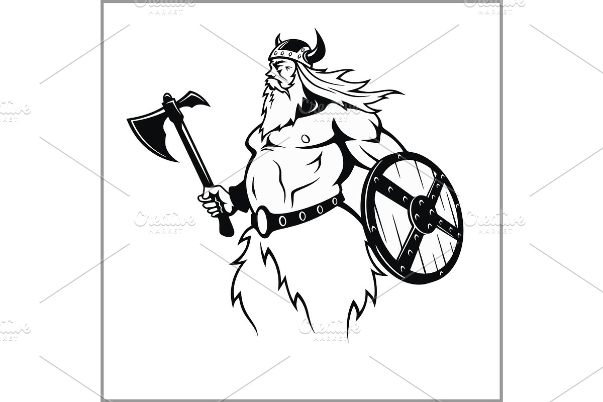 Viking with an axe preparing for battle in Illustrations - product preview 8