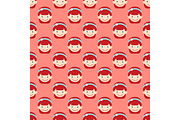 Girl face portrait expression cute teenager cartoon character little kid flat seamless pattern vector illustration.