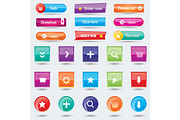 Colorful website buttons design vector illustration glossy graphic label internet template banner.