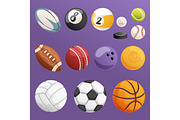 Set of sport balls isolated vector collection
