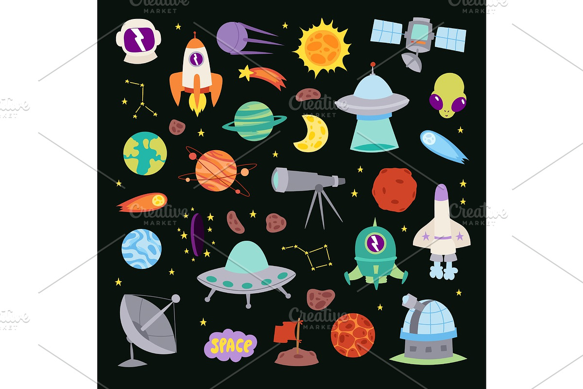 Astronomy icons stickers vector set, astronaut collection in Illustrations - product preview 8