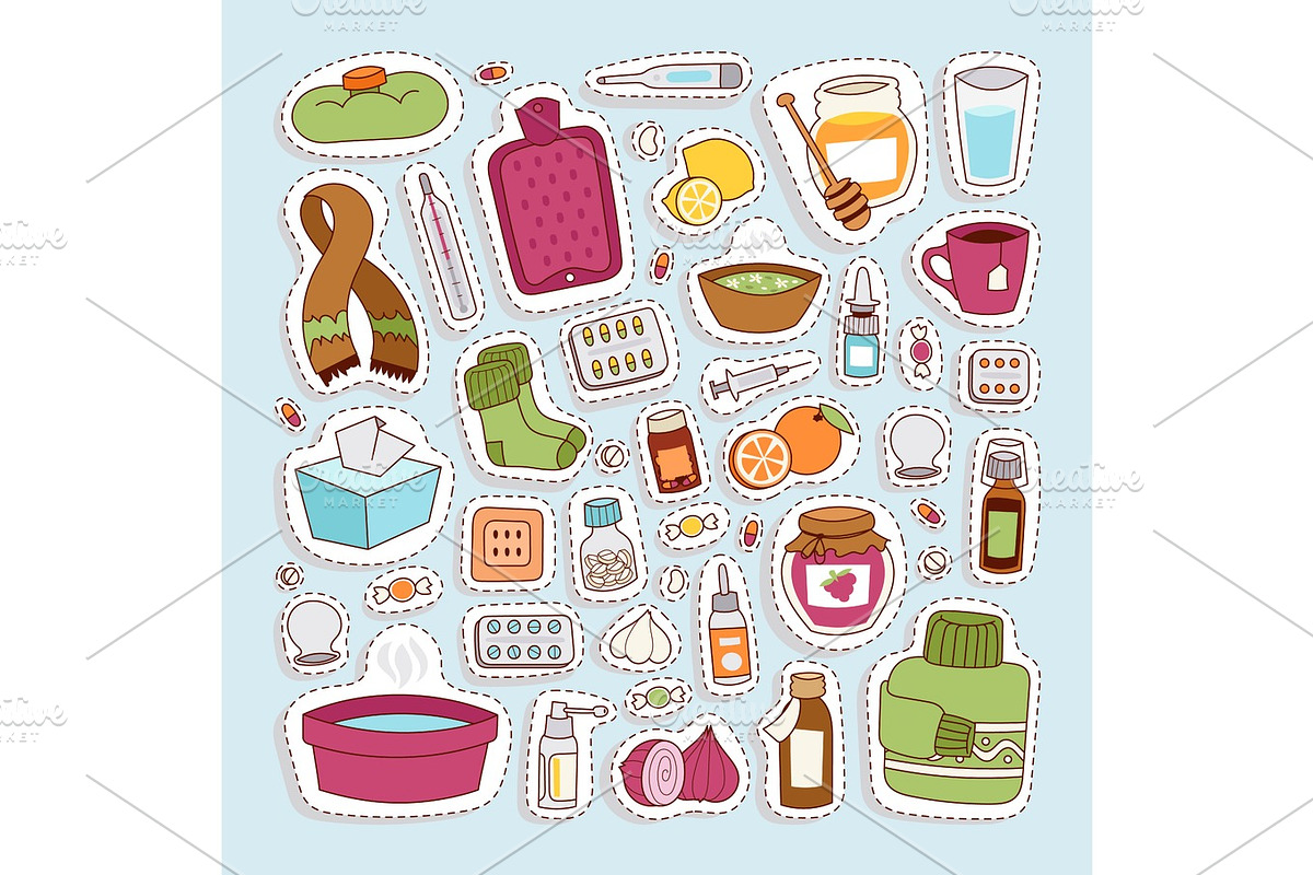 Flu influenza icons vector. in Illustrations - product preview 8