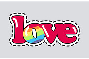 Love. Cut it out. Patch. Isolated Romantic Icon