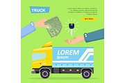 Buying Truck Online. Car Sale. Web Banner. Vector