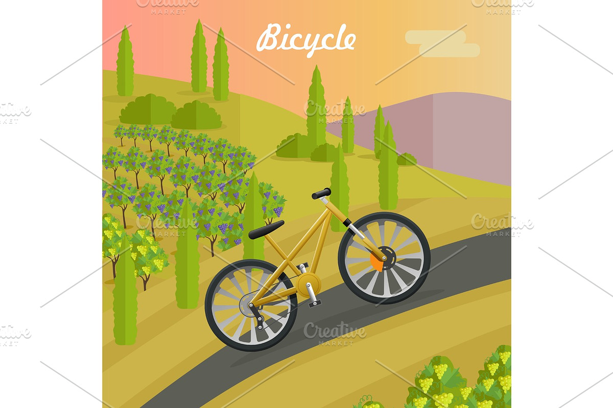 Racing Yellow Bicycle on the Asphalt Track. in Illustrations - product preview 8