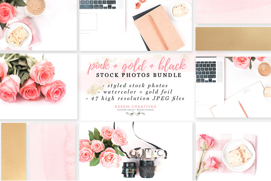 Pink Gold Black Stock Photos Bundle