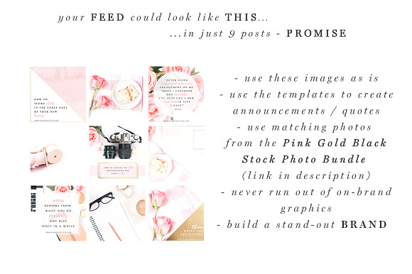 Pink & Gold Social Media Templates in Pinterest Templates - product preview 6