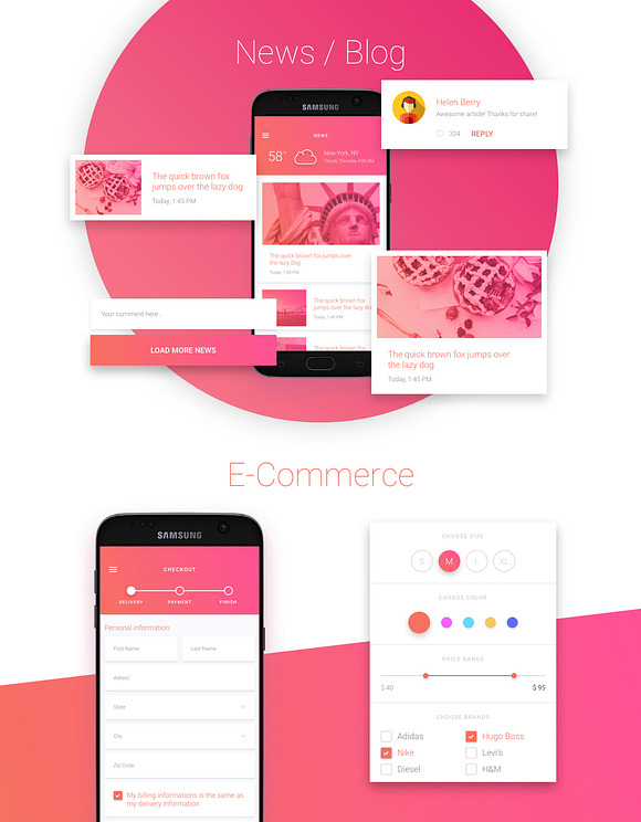 Material Design Mobile UI Kit in UI Kits and Libraries - product preview 2
