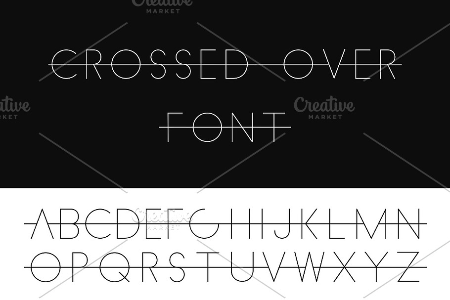 Crossed over font - alphabet set.