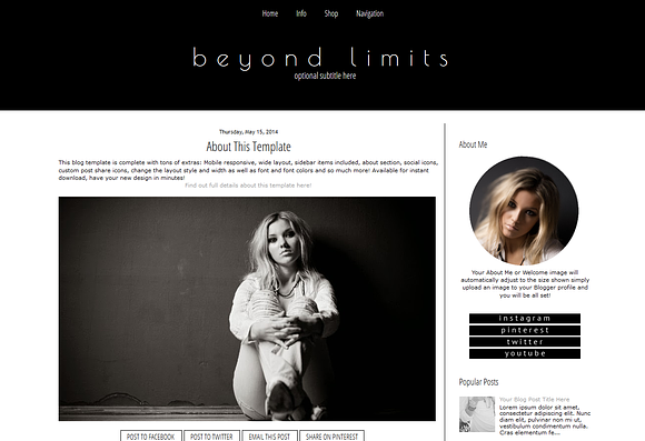 Blogger Template Black and White in Templates - product preview 3
