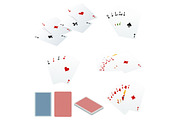 Poker set with isolated cards isolated on white background